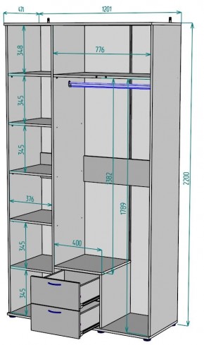 Шкаф с зеркалом Ольга H54_M в Асбесте - asbest.ok-mebel.com | фото 2