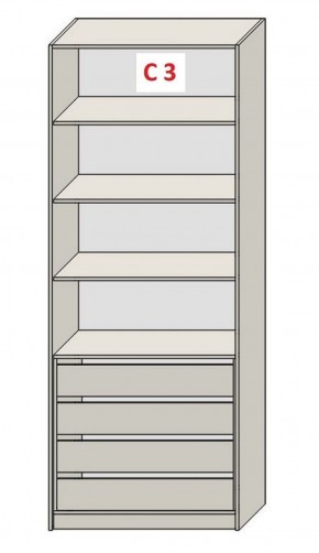 Шкаф СТАНДАРТ С3 4 ящика серия "ГЕСТИЯ" (Бежевый песок/Дуб Небраска натуральный) 800*520*2300 в Асбесте - asbest.ok-mebel.com | фото 2