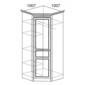 Шкаф угловой №183 "Лючия" Фасад зеркало (Угол 1007*1007) Дуб оксфорд в Асбесте - asbest.ok-mebel.com | фото 2