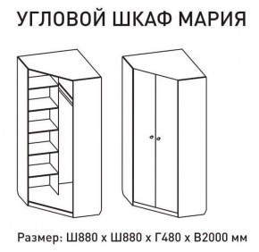 Шкаф угловой Мария 880*880 (ЛДСП 1 кат.) в Асбесте - asbest.ok-mebel.com | фото 2