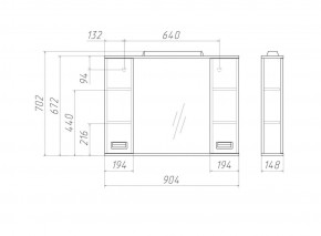 Шкаф-зеркало Cube 90 Эл. Домино (DC5012HZ) в Асбесте - asbest.ok-mebel.com | фото 2