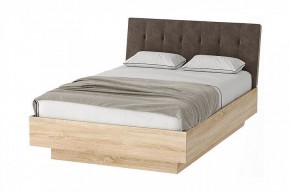 СОНАТА КРС-1400 Кровать с ПМ (дуб сонома/велюр коричневый) в Асбесте - asbest.ok-mebel.com | фото