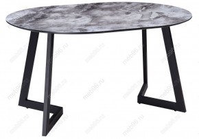 Стол стеклянный Алингсос черная шагрень / мрамор серый в Асбесте - asbest.ok-mebel.com | фото
