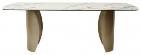 Стол BRONTE 220 KL-188 Контрастный мрамор матовый, итальянская керамика/ Шампань, ®DISAUR в Асбесте - asbest.ok-mebel.com | фото 2