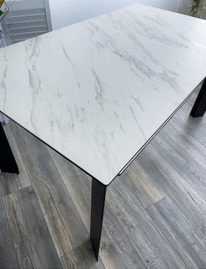 Стол CREMONA 180 KL-99 Белый мрамор матовый, итальянская керамика / черный каркас, ®DISAUR в Асбесте - asbest.ok-mebel.com | фото 2