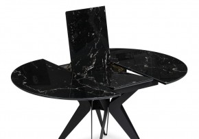 Стол стеклянный Рикла 110(150)х110х76 черный мрамор / черный в Асбесте - asbest.ok-mebel.com | фото 4