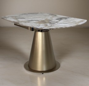 Стол TERAMO 135 GLOSS GRAND JADE SOLID CERAMIC, керамика, поворотн.механизм / Бронзовый, ®DISAUR в Асбесте - asbest.ok-mebel.com | фото