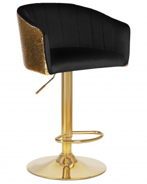 Стул барный DOBRIN DARCY GOLD SHINY, черный велюр с золотыми пайетками в Асбесте - asbest.ok-mebel.com | фото