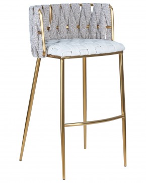 Стул барный DOBRIN EMMA GOLD, белый PU (T-01), белая ткань (F-49) в Асбесте - asbest.ok-mebel.com | фото