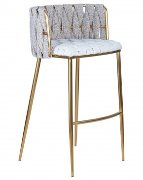 Стул барный DOBRIN EMMA GOLD, белый PU (T-01), белая ткань (F-49) в Асбесте - asbest.ok-mebel.com | фото 2