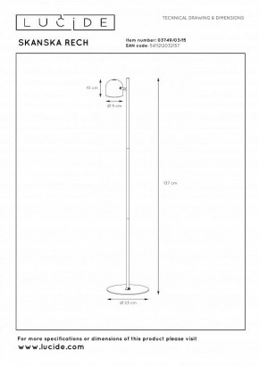 Торшер Lucide Skanska Rech 3749/03/15 в Асбесте - asbest.ok-mebel.com | фото 5
