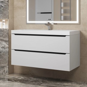 Тумба под раковину Uperwood Tanos 100 см, подвесная, белая/графит в Асбесте - asbest.ok-mebel.com | фото