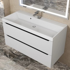 Тумба под раковину Uperwood Tanos 100 см, подвесная, белая/графит в Асбесте - asbest.ok-mebel.com | фото 10