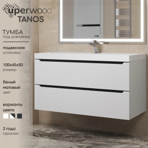 Тумба под раковину Uperwood Tanos 100 см, подвесная, белая/графит в Асбесте - asbest.ok-mebel.com | фото 3