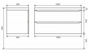 Тумба под раковину Uperwood Tanos 100 см, подвесная, белая/графит в Асбесте - asbest.ok-mebel.com | фото 6