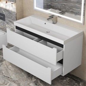 Тумба под раковину Uperwood Tanos 100 см, подвесная, белая/графит в Асбесте - asbest.ok-mebel.com | фото 9