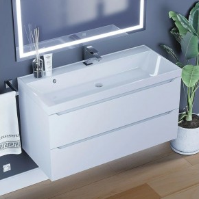 Тумба под раковину Uperwood Tanos 100 см, подвесная, белая матовая в Асбесте - asbest.ok-mebel.com | фото 10