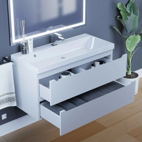Тумба под раковину Uperwood Tanos 100 см, подвесная, белая матовая в Асбесте - asbest.ok-mebel.com | фото 9