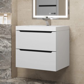 Тумба под раковину Uperwood Tanos 60 см, подвесная, белая/графит в Асбесте - asbest.ok-mebel.com | фото