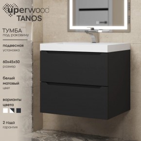 Тумба под раковину Uperwood Tanos 60 см, подвесная, черная матовая в Асбесте - asbest.ok-mebel.com | фото 3