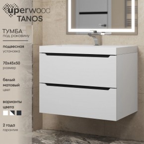 Тумба под раковину Uperwood Tanos 70 см, подвесная, белая/графит в Асбесте - asbest.ok-mebel.com | фото 3