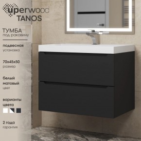 Тумба под раковину Uperwood Tanos 70 см, подвесная, черная матовая в Асбесте - asbest.ok-mebel.com | фото 3