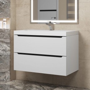 Тумба под раковину Uperwood Tanos 80 см, подвесная, белая/графит в Асбесте - asbest.ok-mebel.com | фото