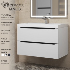Тумба под раковину Uperwood Tanos 80 см, подвесная, белая/графит в Асбесте - asbest.ok-mebel.com | фото 3