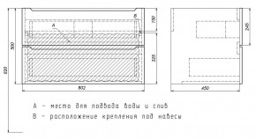 Тумба под раковину Uperwood Tanos 80 см, подвесная, белая/графит в Асбесте - asbest.ok-mebel.com | фото 7
