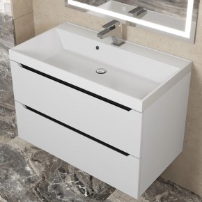 Тумба под раковину Uperwood Tanos 80 см, подвесная, белая/графит в Асбесте - asbest.ok-mebel.com | фото 8