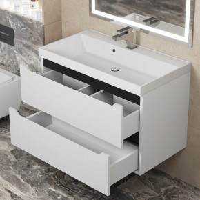 Тумба под раковину Uperwood Tanos 80 см, подвесная, белая/графит в Асбесте - asbest.ok-mebel.com | фото 9