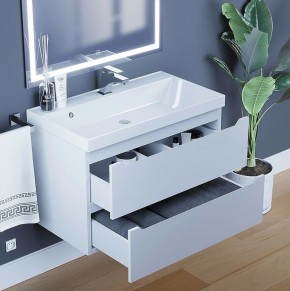 Тумба под раковину Uperwood Tanos 80 см, подвесная, белая матовая в Асбесте - asbest.ok-mebel.com | фото 2
