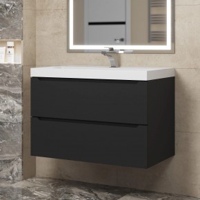 Тумба под раковину Uperwood Tanos 80 см, подвесная, черная матовая в Асбесте - asbest.ok-mebel.com | фото