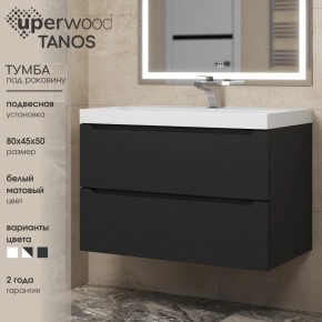 Тумба под раковину Uperwood Tanos 80 см, подвесная, черная матовая в Асбесте - asbest.ok-mebel.com | фото 3