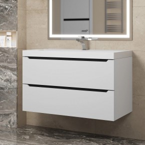 Тумба под раковину Uperwood Tanos 90 см, подвесная, белая/графит в Асбесте - asbest.ok-mebel.com | фото