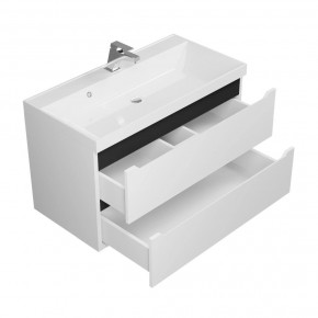 Тумба под раковину Uperwood Tanos 90 см, подвесная, белая/графит в Асбесте - asbest.ok-mebel.com | фото 2