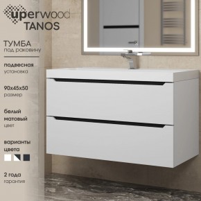 Тумба под раковину Uperwood Tanos 90 см, подвесная, белая/графит в Асбесте - asbest.ok-mebel.com | фото 3