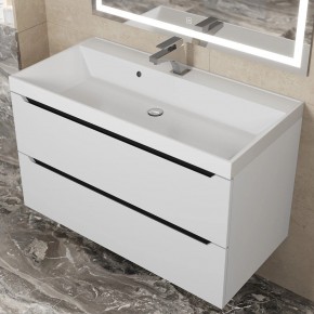 Тумба под раковину Uperwood Tanos 90 см, подвесная, белая/графит в Асбесте - asbest.ok-mebel.com | фото 9