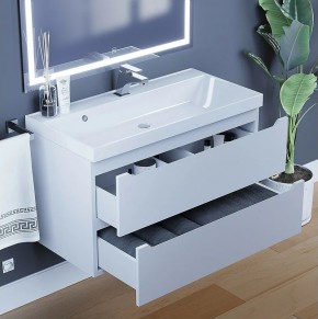 Тумба под раковину Uperwood Tanos 90 см, подвесная, белая матовая в Асбесте - asbest.ok-mebel.com | фото 4