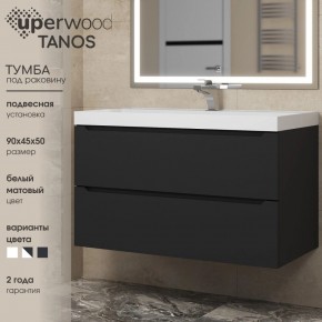 Тумба под раковину Uperwood Tanos 90 см, подвесная, черная матовая в Асбесте - asbest.ok-mebel.com | фото 3