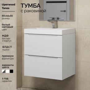 Тумба с раковиной Uperwood Tanos 50 см, подвесная, белая матовая в Асбесте - asbest.ok-mebel.com | фото 5
